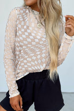 Load image into Gallery viewer, Checkered Mock Neck Long Sleeve Blouse
