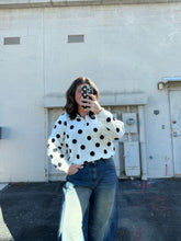 Load image into Gallery viewer, Polka Dot 1/4 Fleece Zip- Cream/Black
