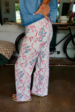 Load image into Gallery viewer, Flower &amp; Bow Print Wide Leg Jeans
