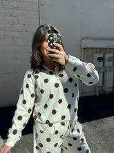 Load image into Gallery viewer, Polka Dot 1/4 Fleece Zip-Cream/Brown
