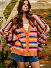 Load image into Gallery viewer, Multi-Stripe Oversized Sweater Cardigan
