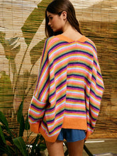 Load image into Gallery viewer, Multi-Stripe Oversized Sweater Cardigan
