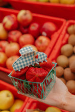Load image into Gallery viewer, BLUE GINGHAM STRAWBERRY CHARM CLAW

