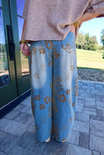 Load image into Gallery viewer, Velvet Floral Wide Barrel Leg Denim Pants
