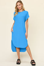 Load image into Gallery viewer, Double Take Full Size Round Neck Short Sleeve Slit Dress
