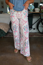 Load image into Gallery viewer, Flower &amp; Bow Print Wide Leg Jeans
