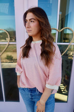 Load image into Gallery viewer, Crew Neck Stripe Short Sleeve Top
