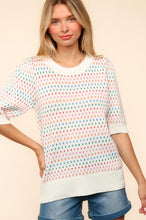 Load image into Gallery viewer, Haptics Round Neck Half Sleeve Multi Color Knit Top
