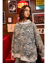 Load image into Gallery viewer, Zebra-Patterned Mock-Neck Sweatshirt
