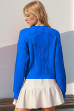 Load image into Gallery viewer, Double Take Full Size Bow Cable-Knit Round Neck Sweater
