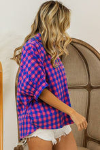 Load image into Gallery viewer, BiBi Plaid Button Up Dolman Sleeve Shirt
