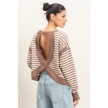 Load image into Gallery viewer, Striped Long Sleeve Top- Mocha
