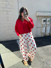 Load image into Gallery viewer, Polka Dot Fleece Barrel Sweatpants- Ruby
