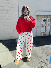 Load image into Gallery viewer, Polka Dot Fleece Barrel Sweatpants- Ruby
