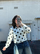 Load image into Gallery viewer, Polka Dot 1/4 Fleece Zip- Cream/Black

