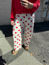 Load image into Gallery viewer, Polka Dot Fleece Barrel Sweatpants- Ruby
