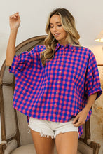 Load image into Gallery viewer, BiBi Plaid Button Up Dolman Sleeve Shirt
