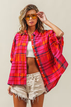 Load image into Gallery viewer, BiBi Button Up Dolman Sleeve Plaid Shirt
