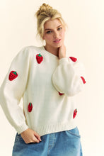 Load image into Gallery viewer, Davi &amp; Dani Crochet Strawberry Round Neck Sweater
