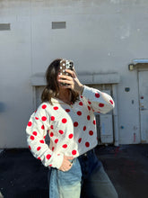Load image into Gallery viewer, Polka Dot 1/4 Fleece Zip-Ruby

