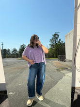 Load image into Gallery viewer, Plus Ribbed Striped Oversized Short Sleeve Top (3 Colors)
