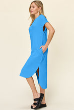 Load image into Gallery viewer, Double Take Full Size Round Neck Short Sleeve Slit Dress
