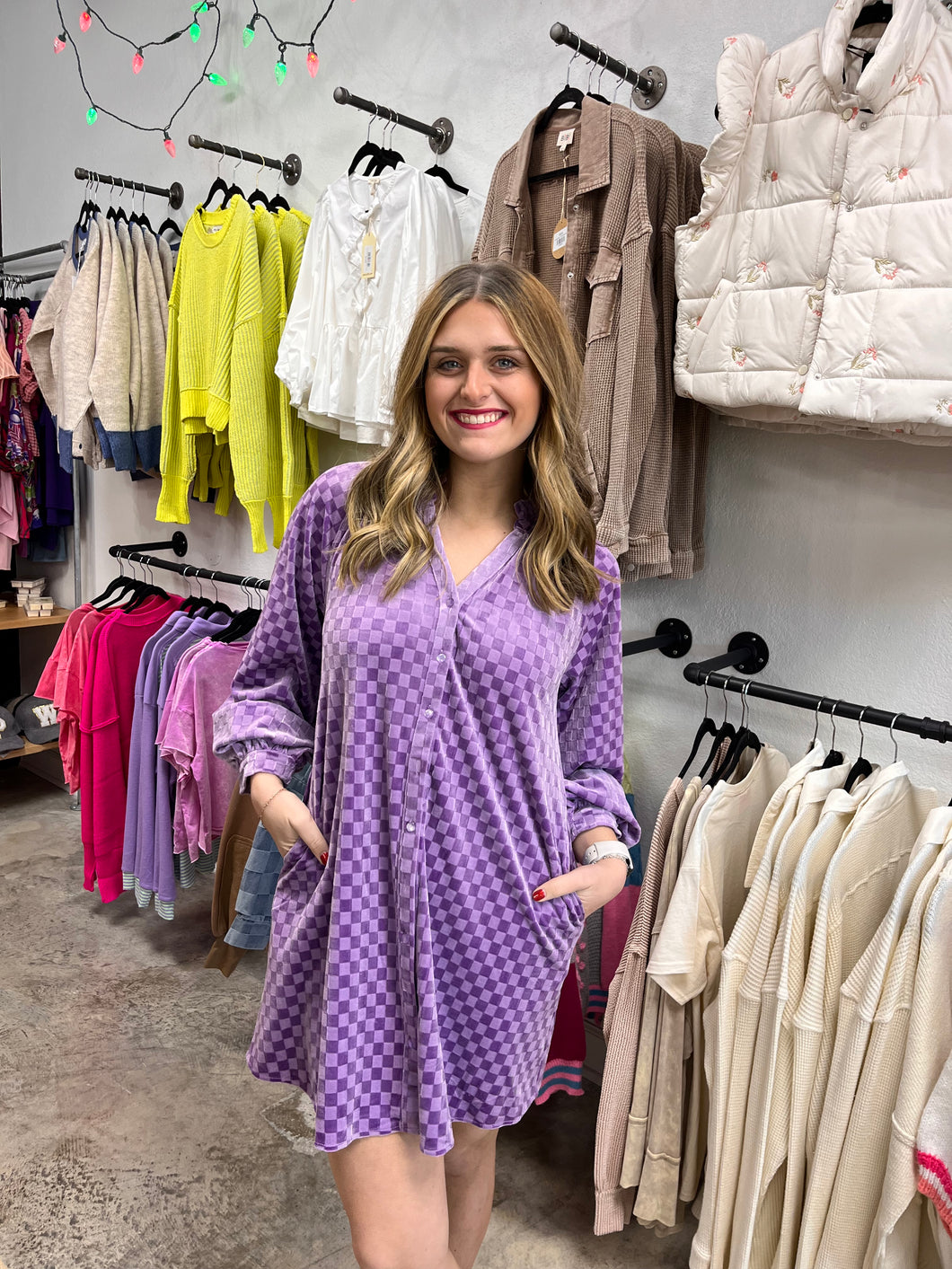 Lavender Checkered Dress