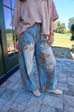 Load image into Gallery viewer, Velvet Floral Wide Barrel Leg Denim Pants
