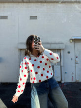 Load image into Gallery viewer, Polka Dot 1/4 Fleece Zip-Ruby

