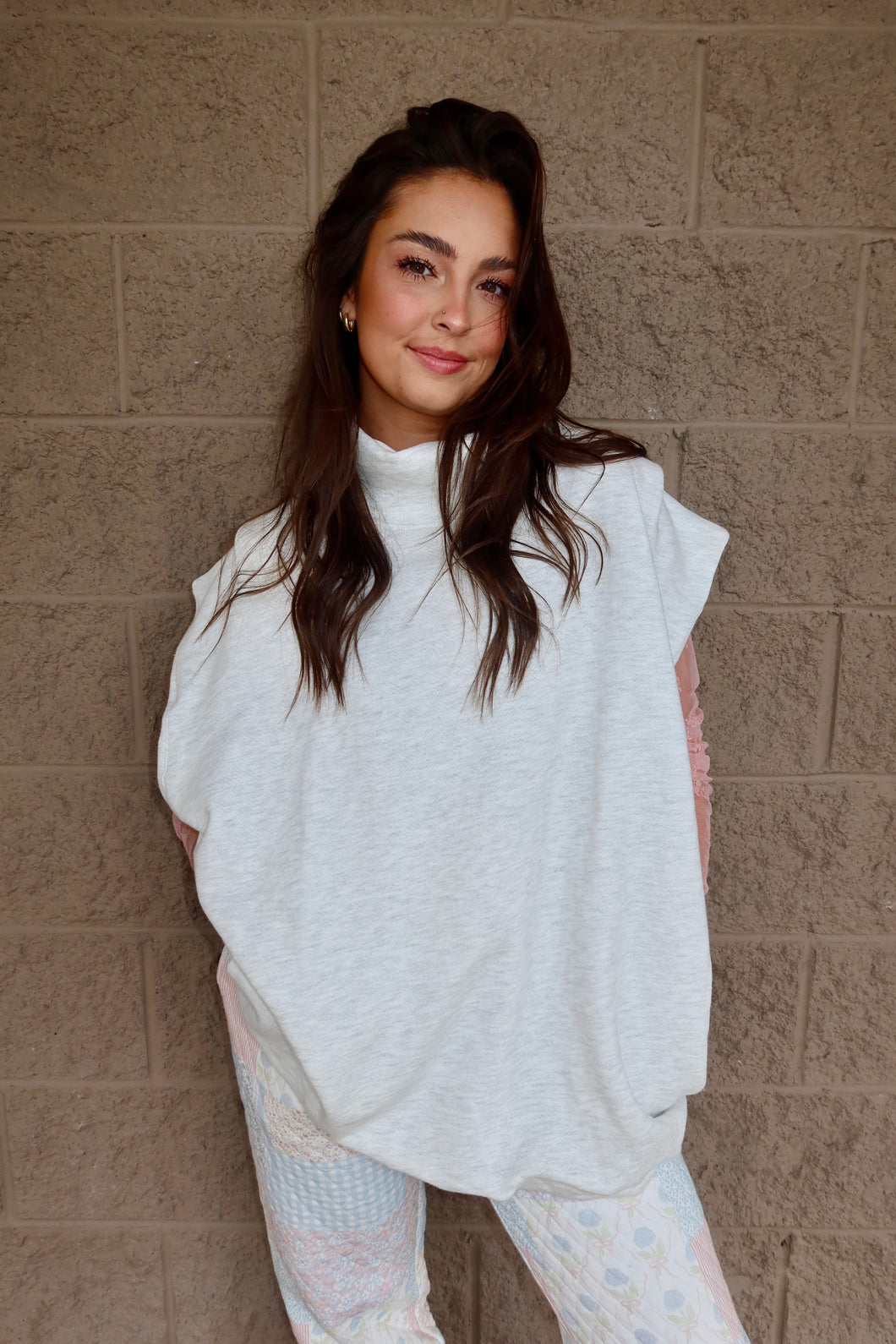 Mock-Neck Oversized Muscle Top