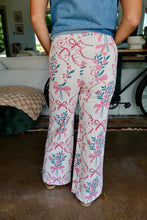 Load image into Gallery viewer, Flower &amp; Bow Print Wide Leg Jeans
