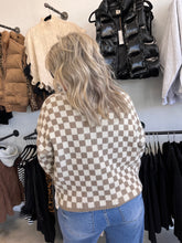 Load image into Gallery viewer, Double Take Tied Checkered Dropped Shoulder Flounce Sleeve Cardigan
