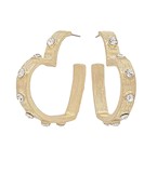 Load image into Gallery viewer, Crystal Station Brushed Heart Hoops
