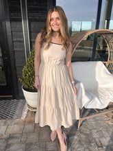 Load image into Gallery viewer, Black Trim Khaki Dress

