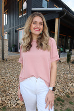 Load image into Gallery viewer, CORDED RIB SHORT CUFF SLEEVE RAW EDGE TOP
