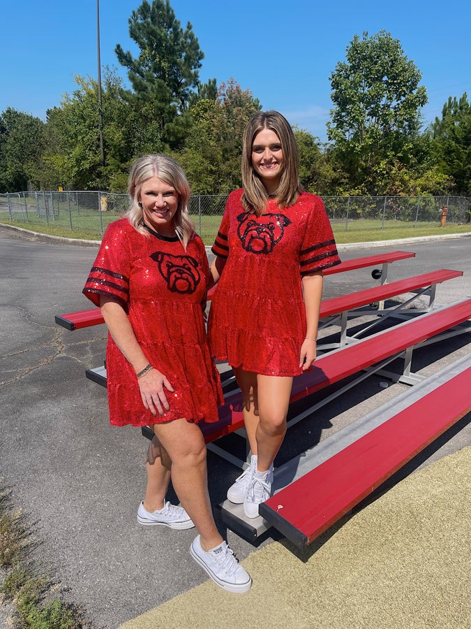 Bulldog Sequined Game Day Dress