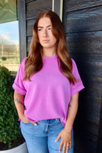 Load image into Gallery viewer, CORDED RIB SHORT CUFF SLEEVE RAW EDGE TOP
