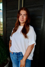 Load image into Gallery viewer, CORDED RIB SHORT CUFF SLEEVE RAW EDGE TOP
