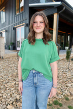 Load image into Gallery viewer, CORDED RIB SHORT CUFF SLEEVE RAW EDGE TOP
