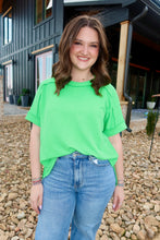 Load image into Gallery viewer, CORDED RIB SHORT CUFF SLEEVE RAW EDGE TOP
