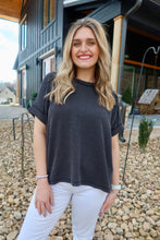 Load image into Gallery viewer, CORDED RIB SHORT CUFF SLEEVE RAW EDGE TOP
