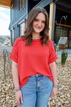 Load image into Gallery viewer, CORDED RIB SHORT CUFF SLEEVE RAW EDGE TOP
