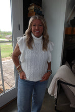 Load image into Gallery viewer, Cable-Knit Turtleneck Cap Sleeve Sweater
