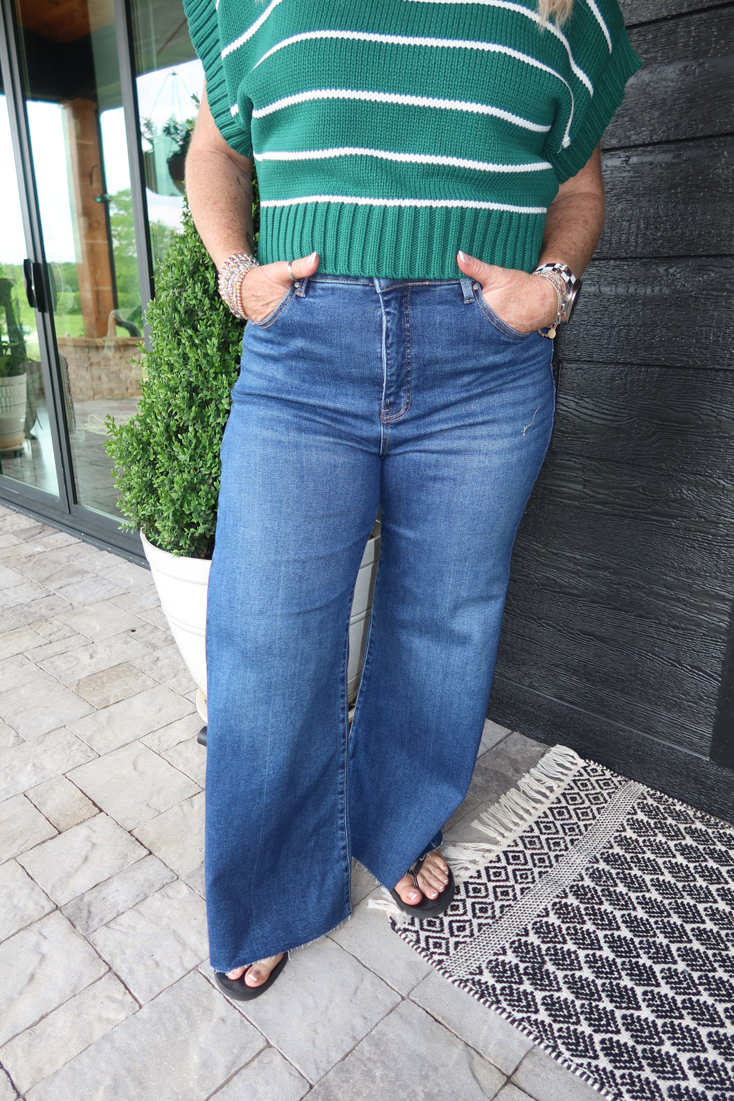 High Rise Ankle Wide-Palazzo Jeans