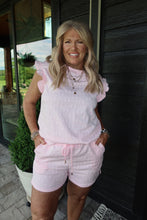 Load image into Gallery viewer, Bow Jacquard Ruffle Cap Sleeve Top and Shorts Set
