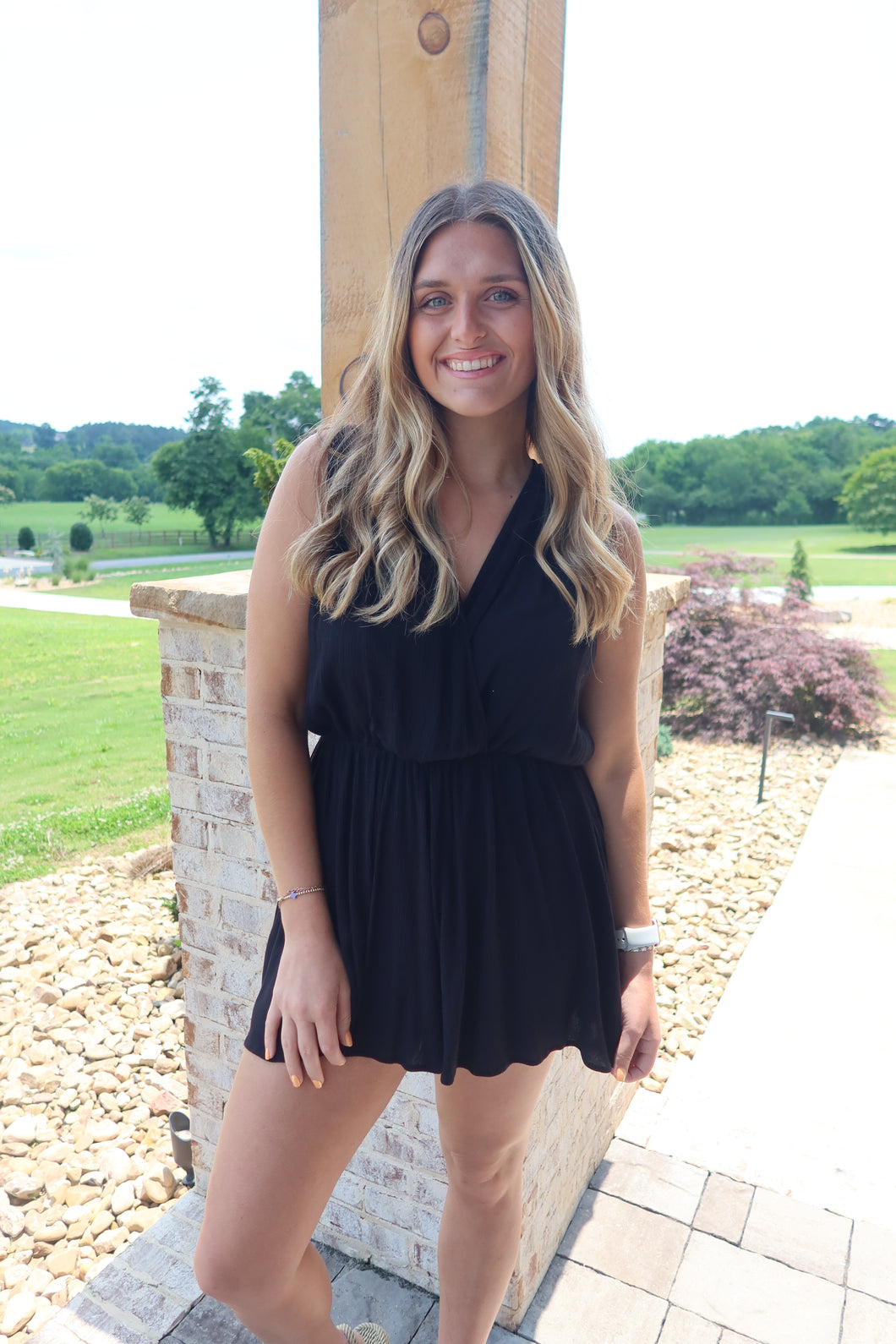 Crinkle Romper w/ Open Back