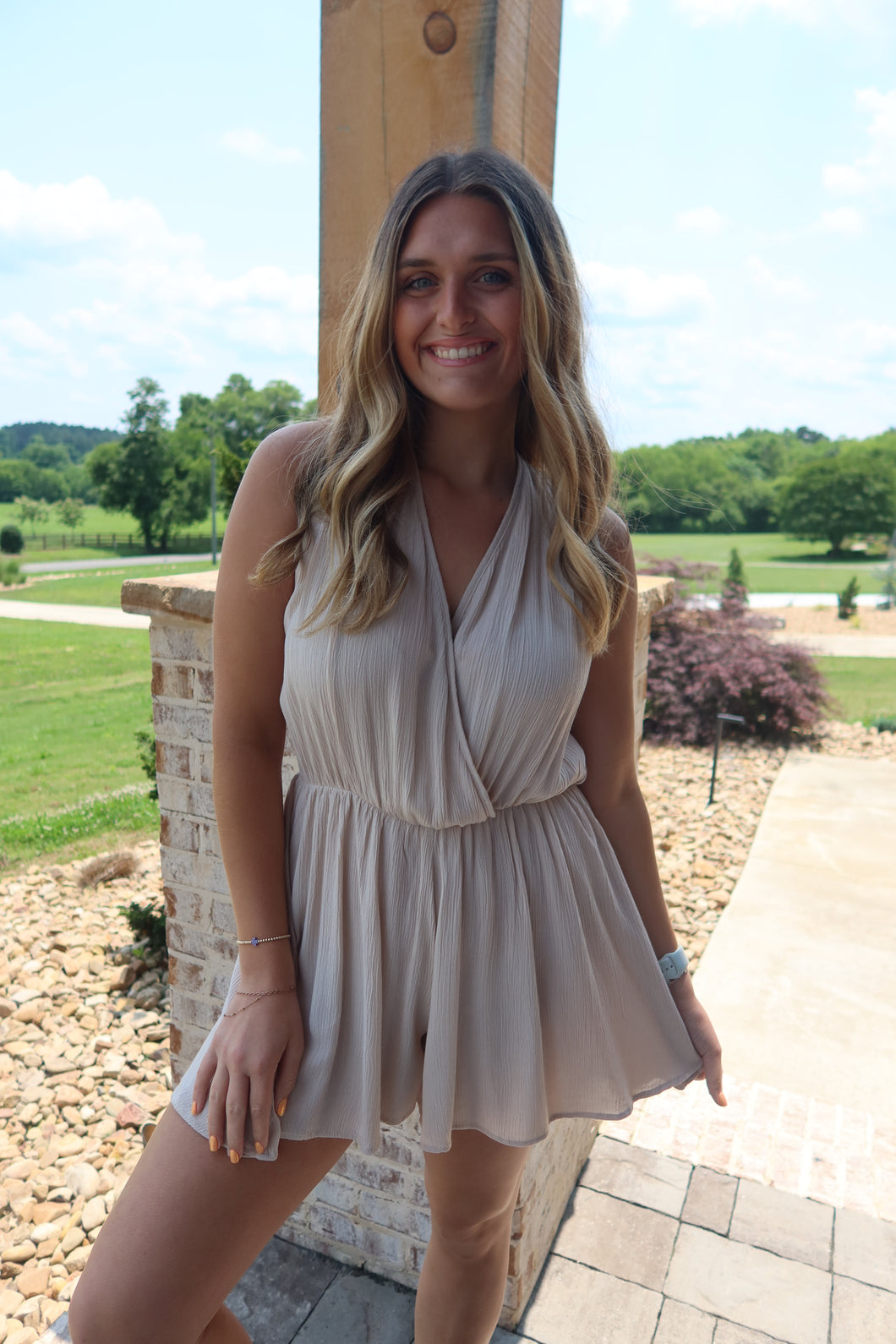 Crinkle Romper w/ Open Back