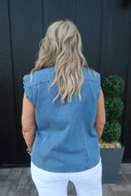 Load image into Gallery viewer, Acid Wash Denim Vest with Scalloped Edges and Bows
