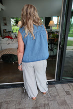 Load image into Gallery viewer, Denim Ruche Sleeveless Top
