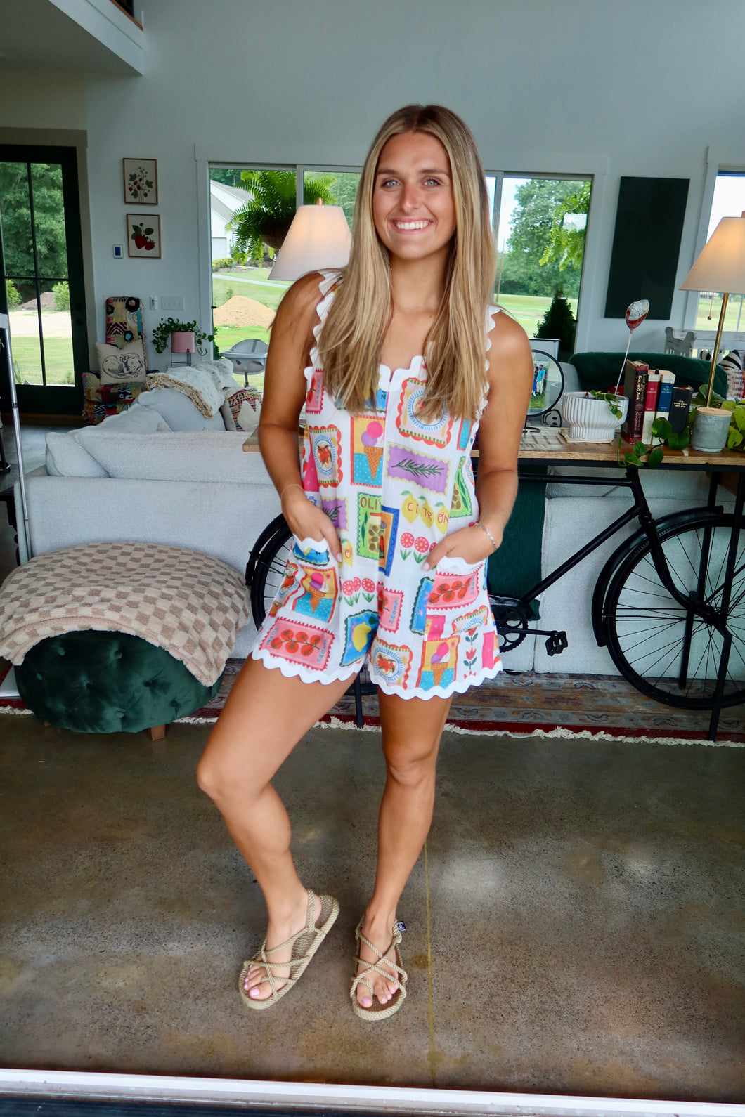 Ric Rac Trimmed Tropical Vacay Summer Romper